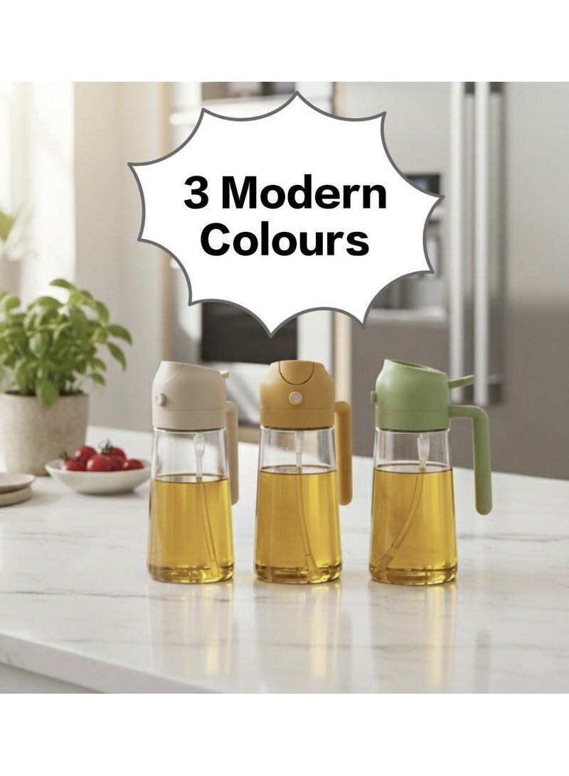 2-in-1 Olive Oil Sprayer & Oil Dispenser Bottle , Dual-Function Glass Spray & Pour for Air Fryer - Multicolor - Image 5